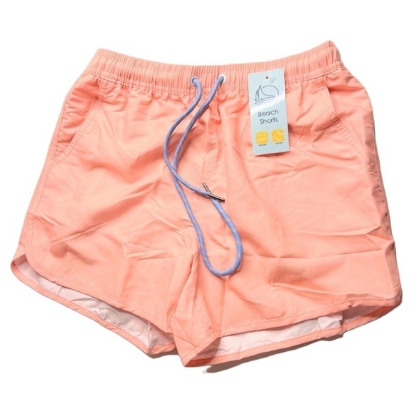 Pants - Women’s beach short unisex men swim salmon color solid orange trunk S.